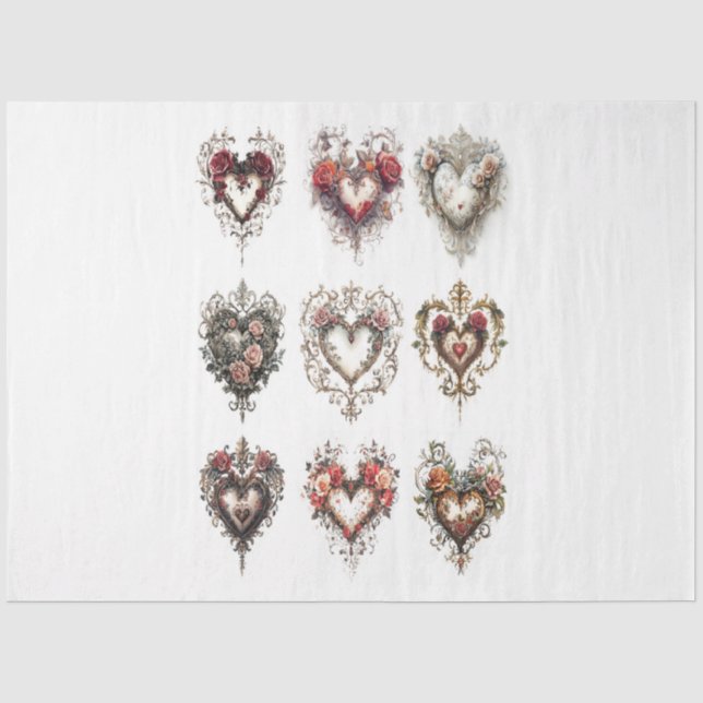Clip Art Valentine Hearts Tissue Paper (Front)