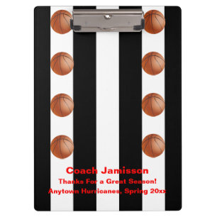 Clipboard Black and White Stripe, Basketball Coach