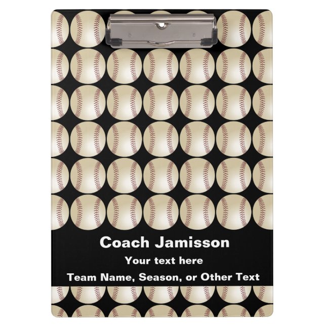 Clipboard Black Personalised Gift 4 Baseball Coach (Front)