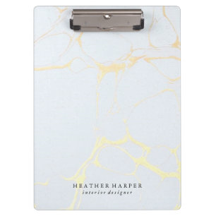 Clipboard - Blue & Gold Marble
