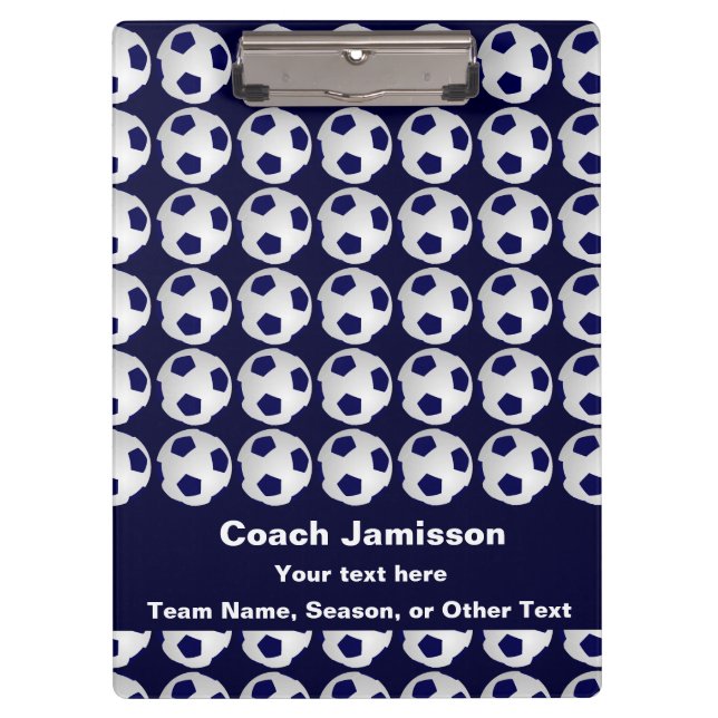 Clipboard Blue with Soccer Ball Pattern for Coach (Front)