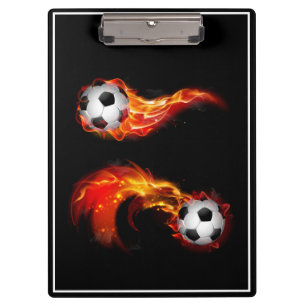 Clipboard-Flaming Soccer Balls Clipboard