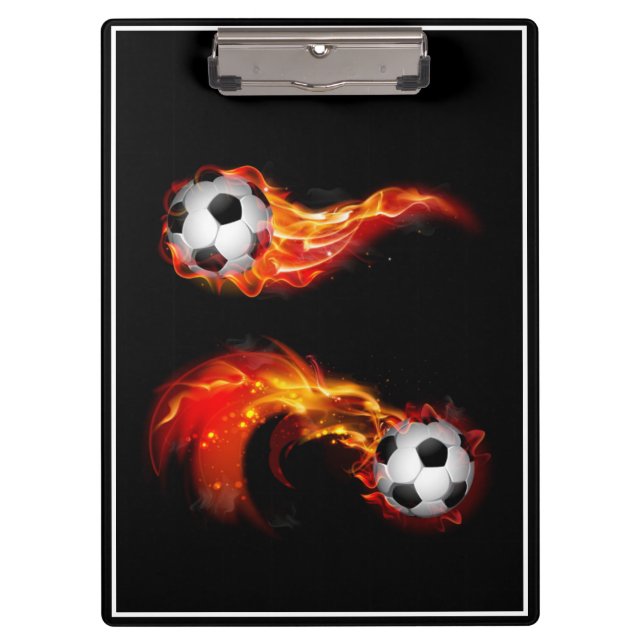 Clipboard-Flaming Soccer Balls Clipboard (Front)