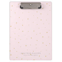 Clipboard - Gold Dots Pink