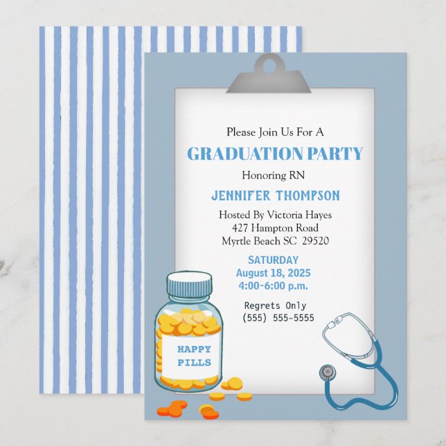 Clipboard Nurse/Medical Graduation Invitation (Front/Back)