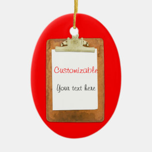 Clipboard with Plain White Paper Ceramic Tree Decoration