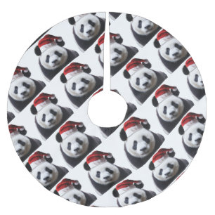 Clipped-Panda-Santa-2 Brushed Polyester Tree Skirt
