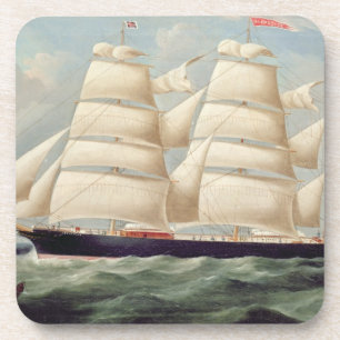 Clipper Barque 'Clendovey' (oil on canvas) Coaster