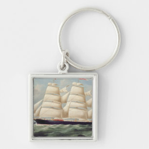 Clipper Barque 'Clendovey' (oil on canvas) Key Ring