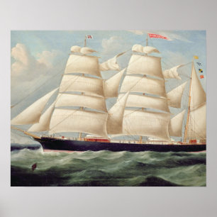 Clipper Barque 'Clendovey' (oil on canvas) Poster