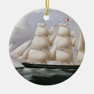 Clipper Barque 'Procymatia' off Dover (oil on canv Ceramic Tree Decoration