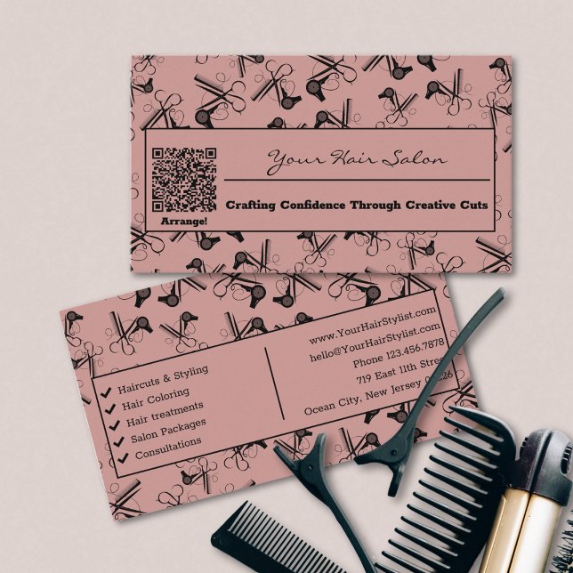 Clipper Comb Blower QR Code Hair Salon Business Card (Clipper Comb Blower QR Code Hair Salon Business Card)