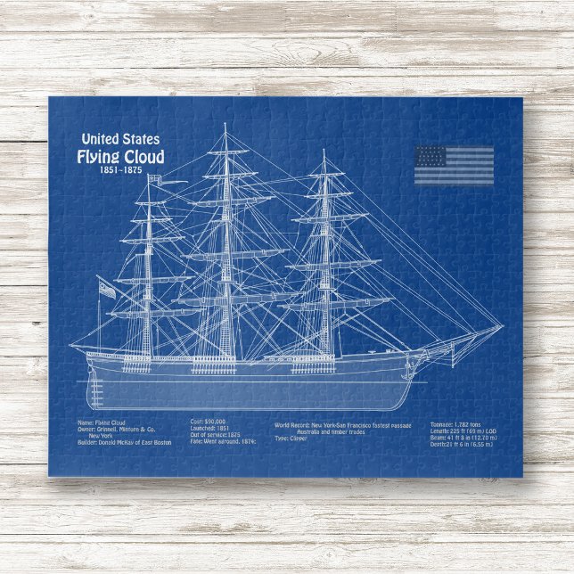 Clipper Ship Flying Cloud - Blueprint ABD Jigsaw Puzzle (Clipper Ship Flying Cloud - Blueprint ABD. Jigsaw Puzzle)