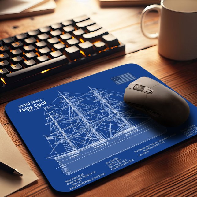 Clipper Ship Flying Cloud - Blueprint ABD Mouse Mat (Creator Uploaded)