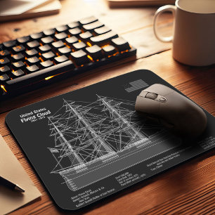 Clipper Ship Flying Cloud - Blueprint PD Mouse Mat