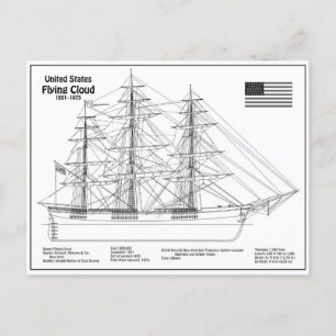 Clipper Ship Flying Cloud - Ship Blueprint BD Postcard