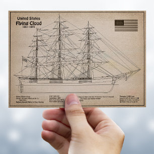 Clipper Ship Flying Cloud - Ship Blueprint SD Postcard