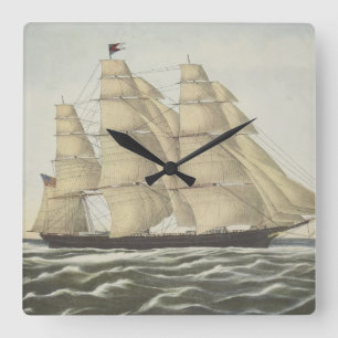 Clipper Ship, Flying Cloud Square Wall Clock