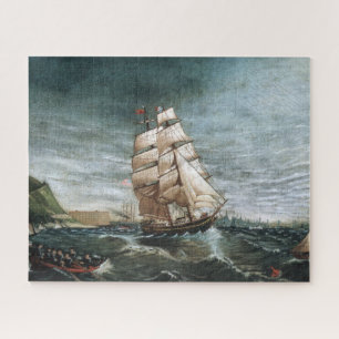 Clipper Ship in New York Harbour 1890 Jigsaw Puzzle