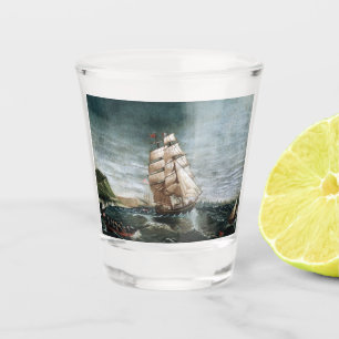 Clipper Ship in New York Harbour 1890 Shot Glass