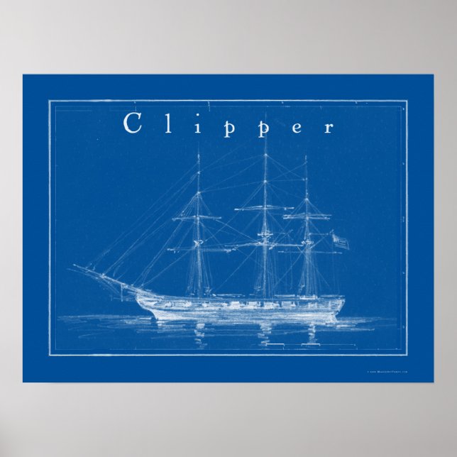 Clipper Ship  Nautical Poster Art (Front)