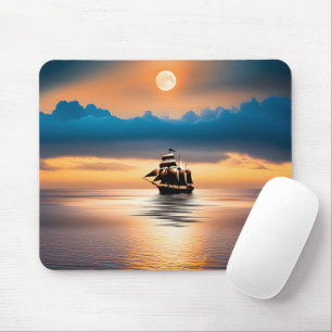 Clipper Ship On Moonlit Ocean Mouse Mat