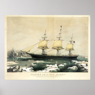 Clipper Ship Red Jacket in the Ice off Cape Horn Poster