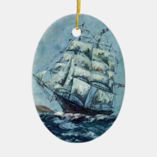Clipper Ship Western Shore Ceramic Tree Decoration
