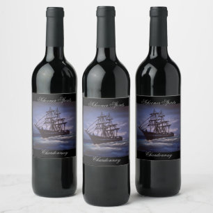 Clipper ship wine label