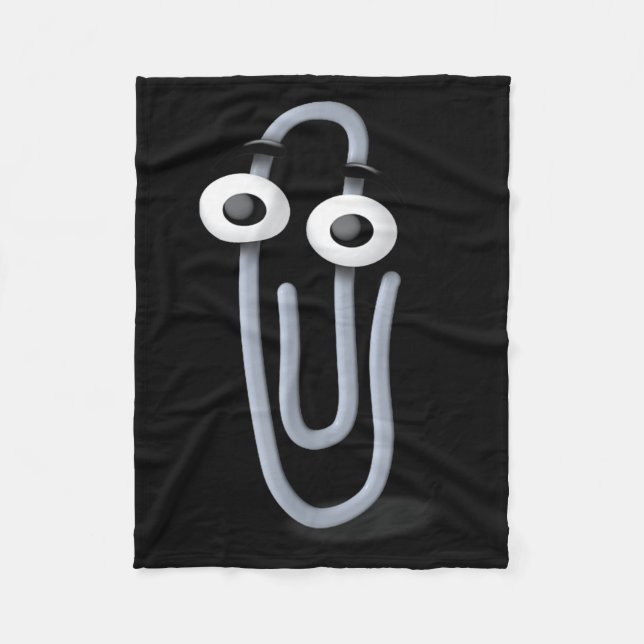 Clippy Paper Clip Funny Meme Page Note  Fleece Blanket (Front)