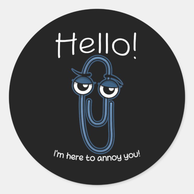 Clippy Paper Clip Funny Meme Page Note Sarcastic  Classic Round Sticker (Front)