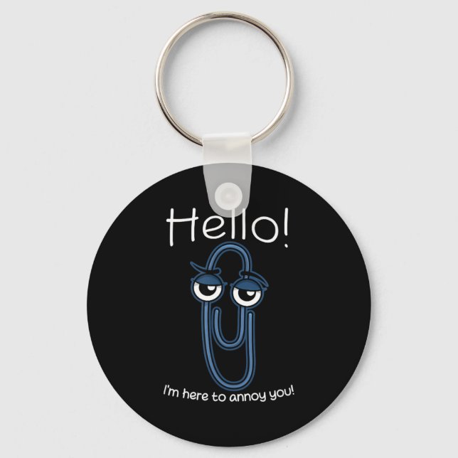 Clippy Paper Clip Funny Meme Page Note Sarcastic  Key Ring (Front)