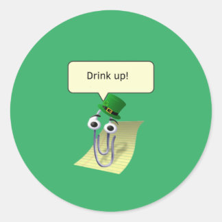 Clippy St. Patrick's Day Classic Round Sticker
