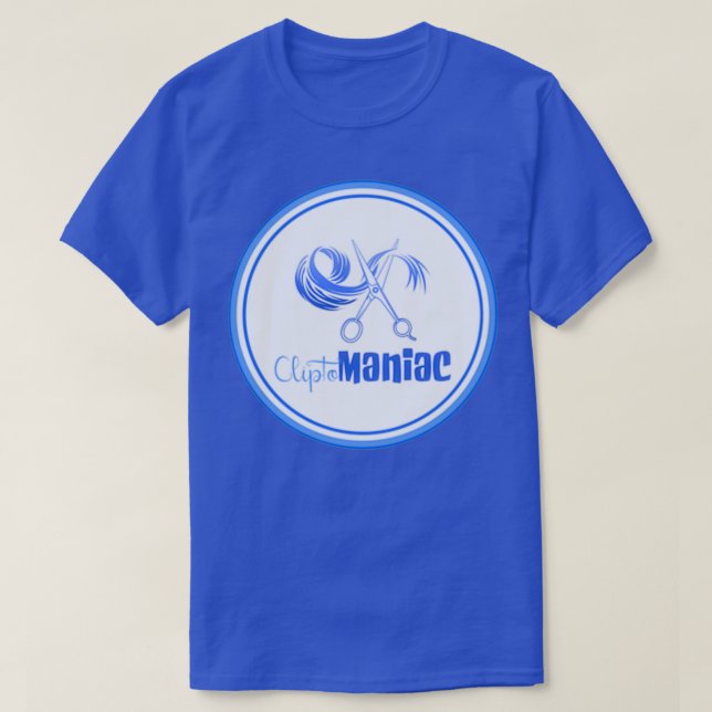 CliptoMANIAC Blue on Blue T-Shirt (Design Front)
