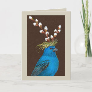 Clive the indigo bunting card