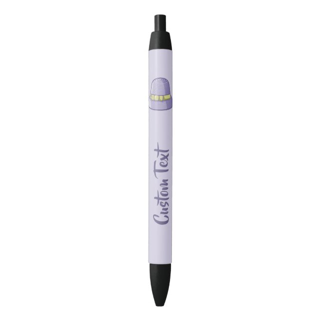 Cloche Hat Lilac Black Ink Pen (Front Vertical)