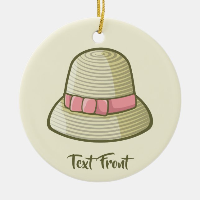 Cloche Hat Yellow Ceramic Tree Decoration (Front)