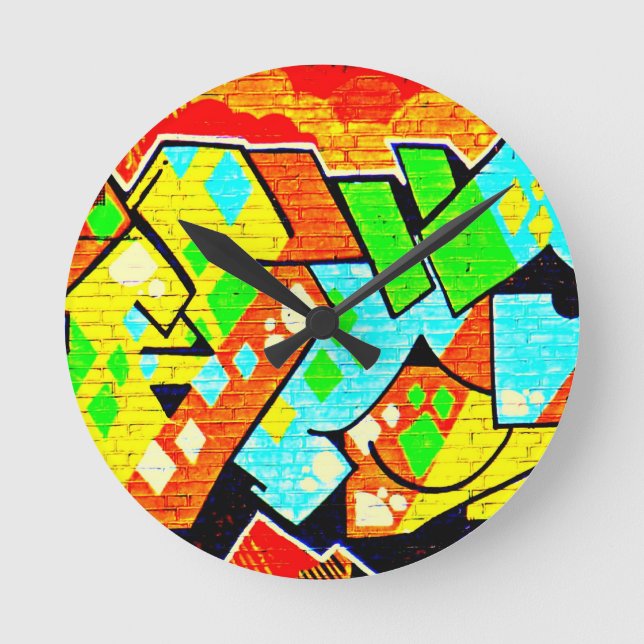 Clock-Abstract Art-Graffiti Gallery 19 Round Clock (Front)
