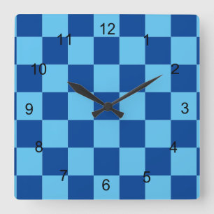 Clock - Blue Checkerboard