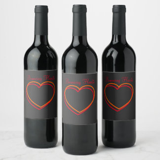 Clock Bouncing Hearts etiketten voor wijnflessen  Wine Label