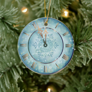 Clock Christmas Mandala Ceramic Tree Decoration