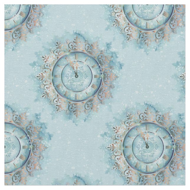 Clock Christmas Mandala Fabric (Close Up)