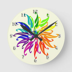 Clock - Colour Wheel Leaves