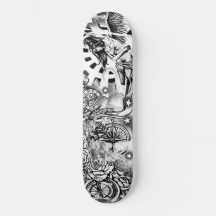 Clock Compass Angel Flag Roses Deck Skateboard