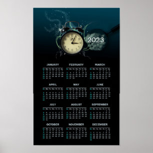 Clock elegant Calendar 2023 as Poster