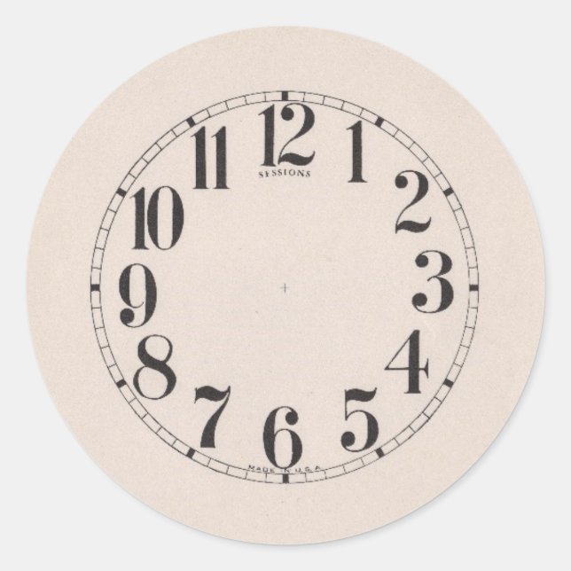 CLOCK FACE CLASSIC ROUND STICKER (Front)