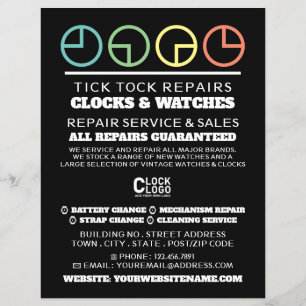 Clock Face Icons, Horologist Advertising Flyer