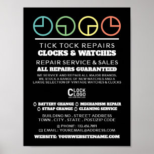 Clock Face Icons, Horologist Advertising Poster