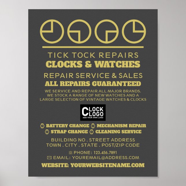 Clock Face Icons, Horologist Advertising Poster (Front)