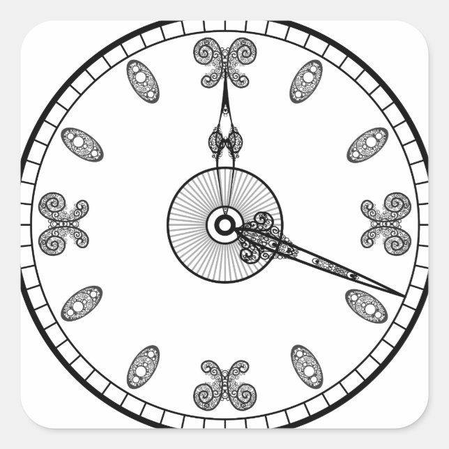 Clock Face Square Sticker (Front)